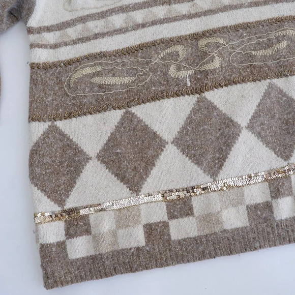 Vintage 80 Principles Petite Cream Knit 55% Silk 10% Angora 2% Wool Sweater L - Picture 8 of 12